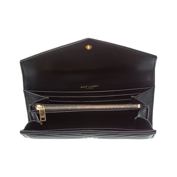 Saint Laurent Cassandre Matelasse Leather Wallet, Black - Picture 3 of 5